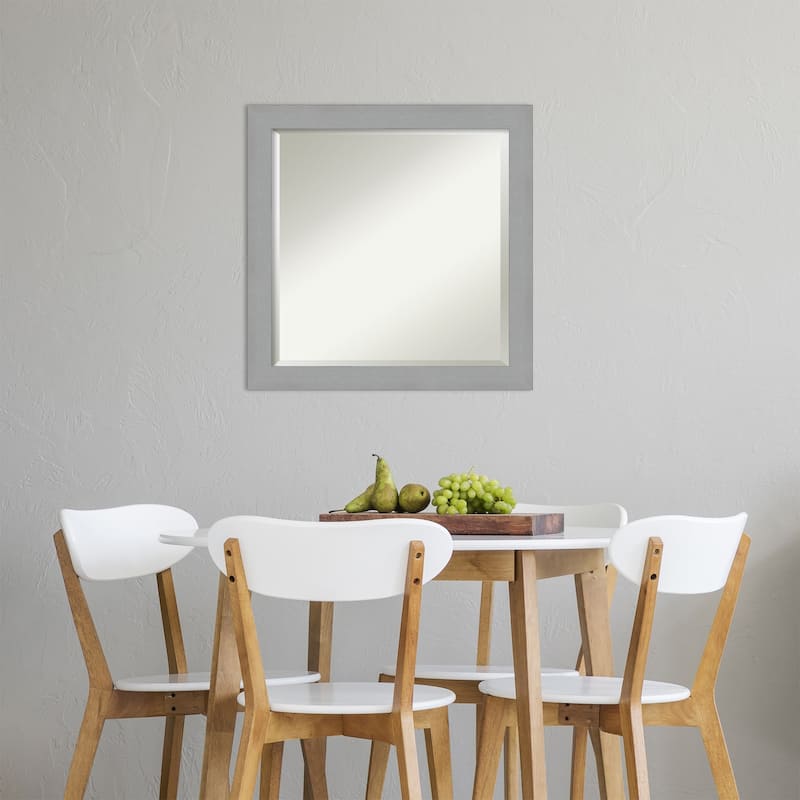 Beveled Wall Mirror - Brushed Nickel Frame