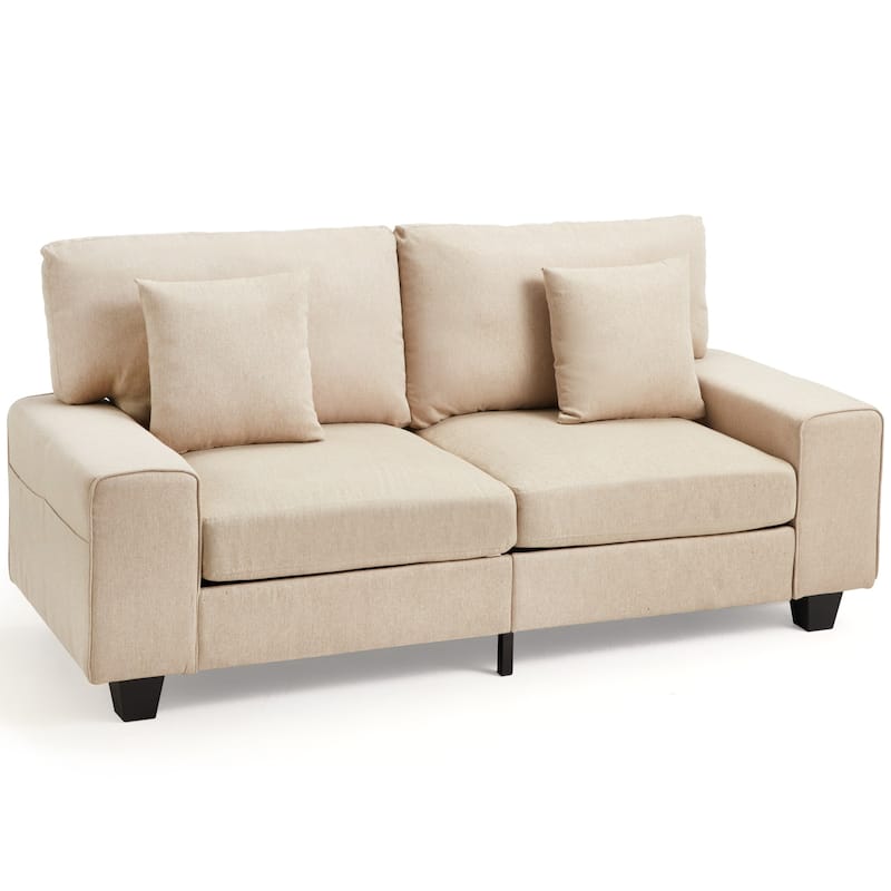 Modern double sofa for small spaces with storage, 2 soft cushions