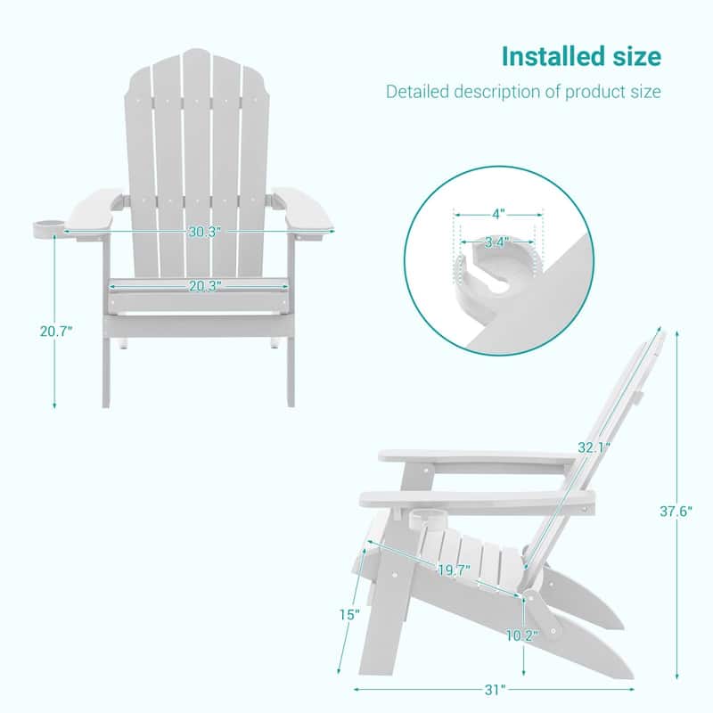Bonosuki Folding Adirondack Chair Patio Outdoor Plastic Fire Pit Chair