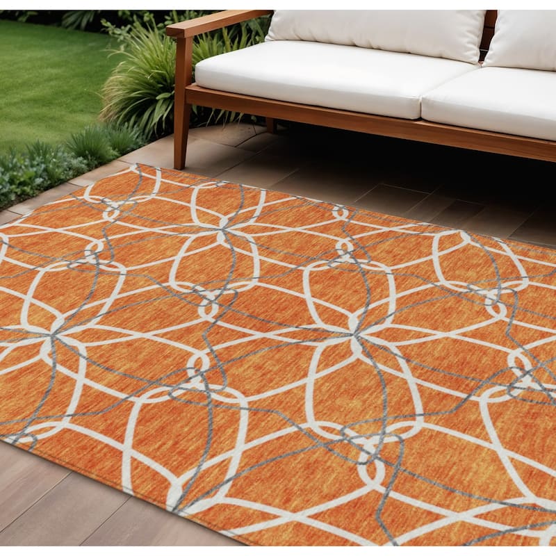 HomeRoots Geometric Modern Rectangle Outdoor Rug - 10' X 14'