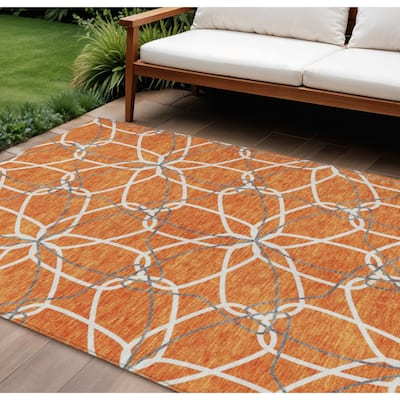 HomeRoots Geometric Modern Rectangle Outdoor Rug