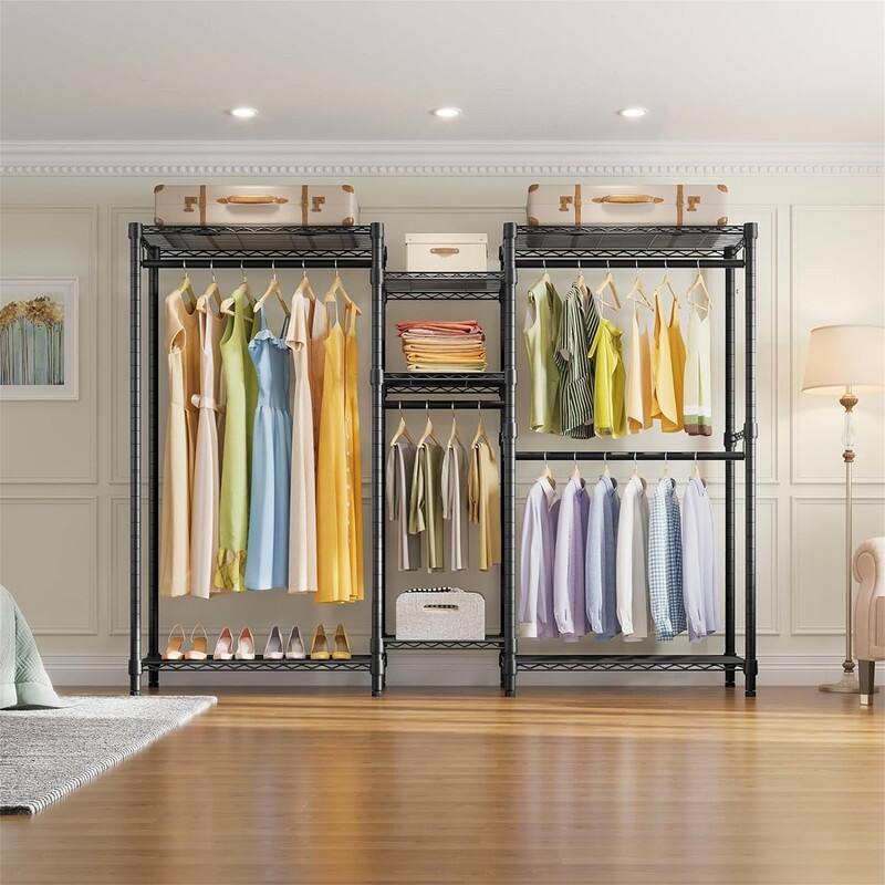 V6 Wire Garment Rack Heavy Duty Clothes Rack Metal with Shelves