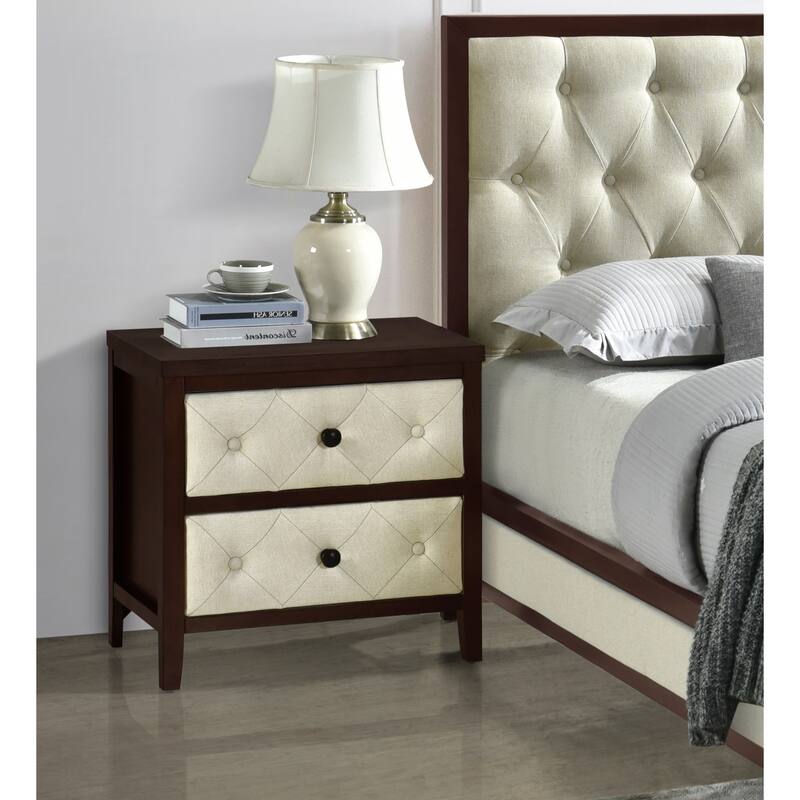 Luxurious Cherry Espresso 1-Pc Nightstand w/ Designed Drawers for Bedroom