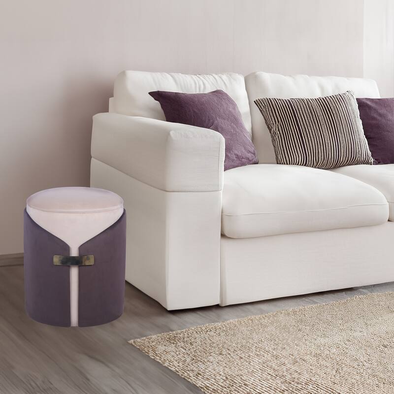 Modern Designs Dual-Toned Vanity Ottoman Stool with Hidden Storage - Brown