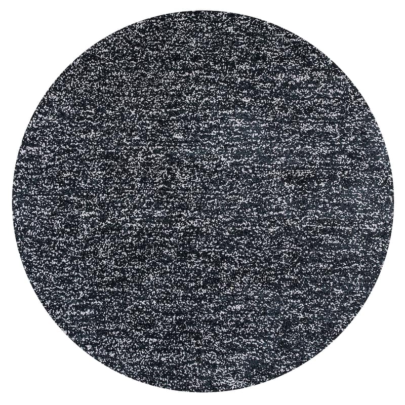 Domani Euphoria Cozy Black & White Heather Rug - 8' Round - Black Heather