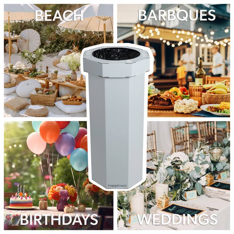 25-Gallon Disposable Cardboard Event Trash Can and Recycling Bin (Set of 2) - Fog Gray