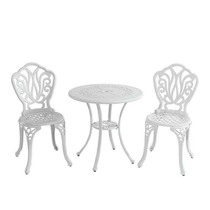 Clihome 3-Piece Outdoor Patio Cast Aluminum Bistro Set