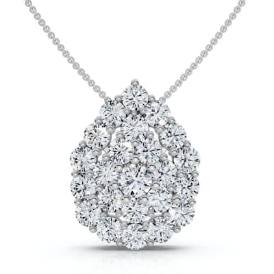 2Ct Diamond Pear Shape Pave Pendant Gold Necklace Lab Grown