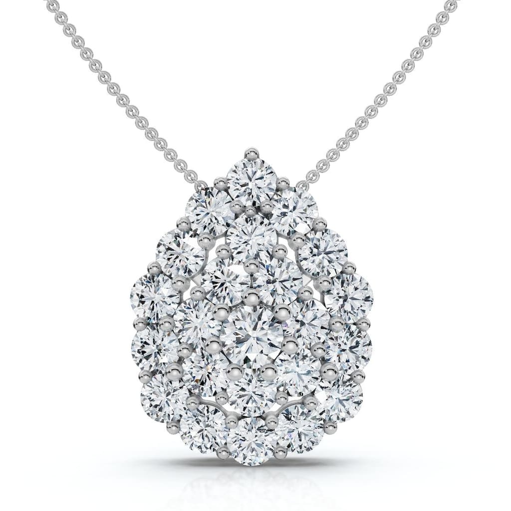 Bliss Diamond 2Ct Diamond Pear Shape Pave Pendant Gold Necklace Lab Grown