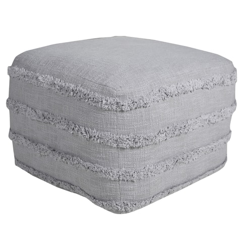 Solid Textured Stripe Pouf Ottoman