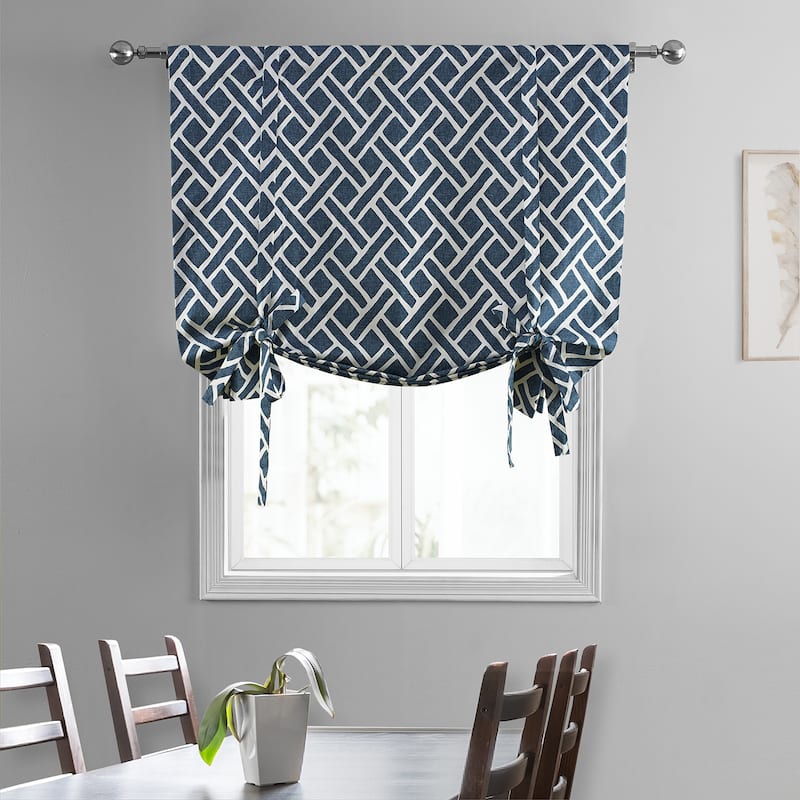 Exclusive Fabrics Martinique Printed Cotton Room Darkening Tie-Up Window Shades - 46 X 63