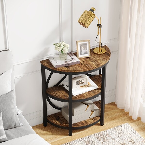 Half Round End Table, 3-Tier Narrow Side Table - On Sale