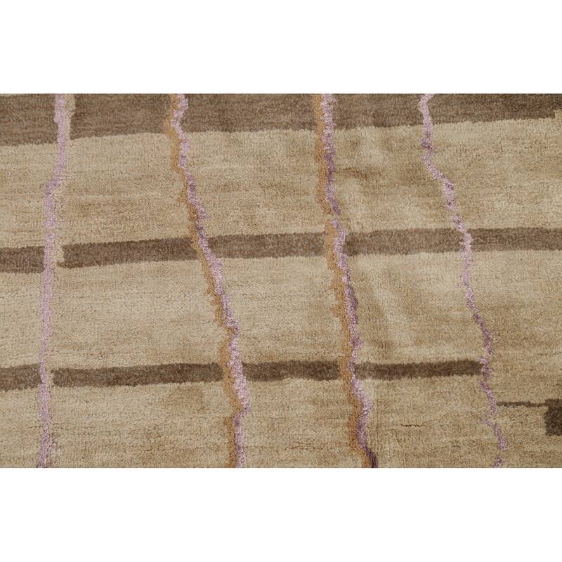 Contemporary Abstract Oriental Dining Room Area Rug Wool Handknotted