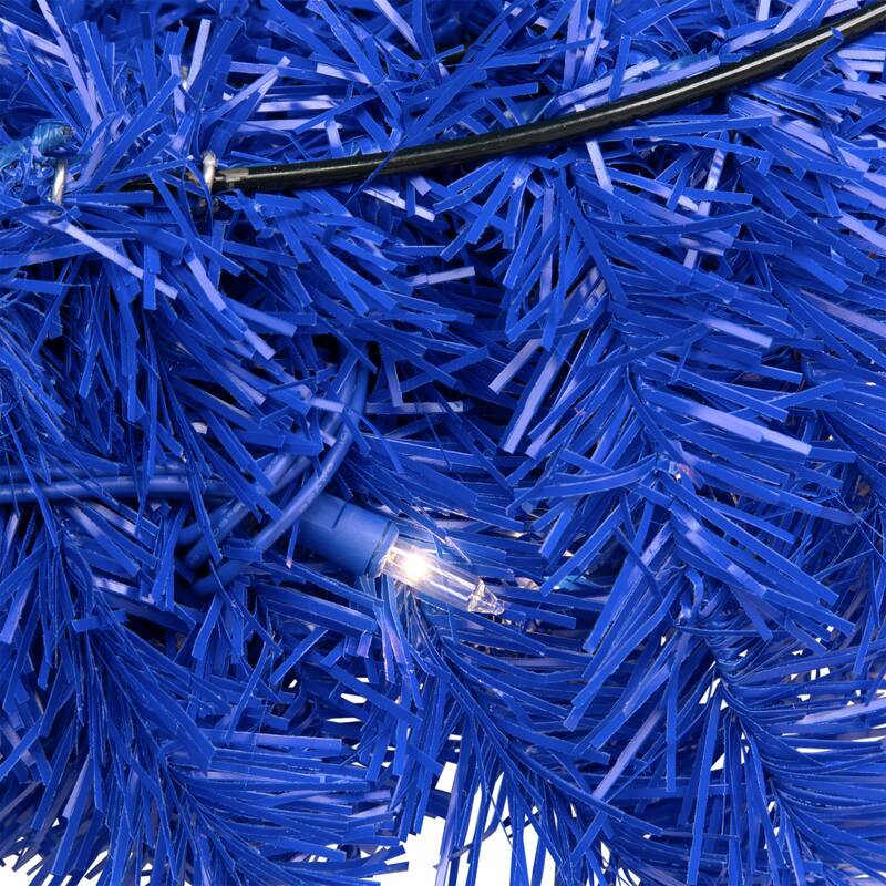 Pre-Lit Artificial Pine Christmas Wreath - 24" - Royal Blue - Clear Lights