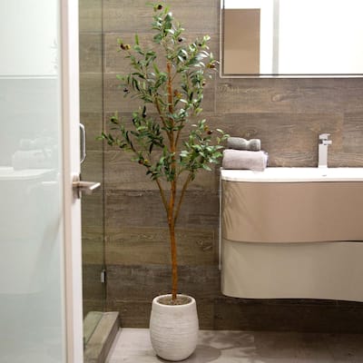 Potted Artificial Olive Tree - 5' - Green
