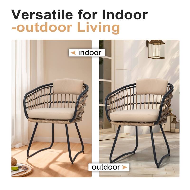 7-Piece Set Outdoor Patio Aluminum Dining Table and PE Rattan Wicker Dining Chairs