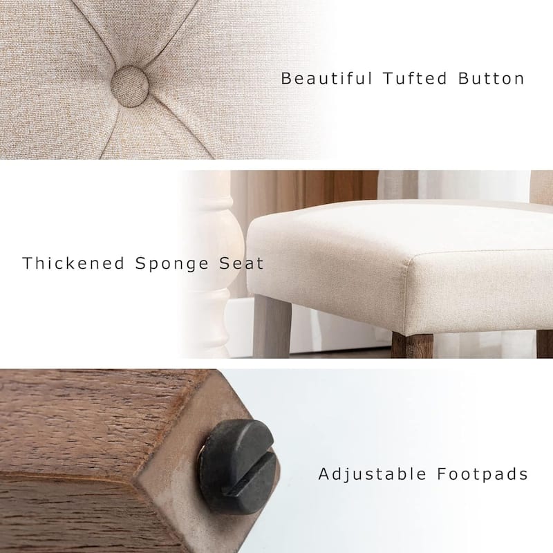Tufted Parsons Upholstered Dining Side Chairs with Solid Wood Legs and Padded Seat
