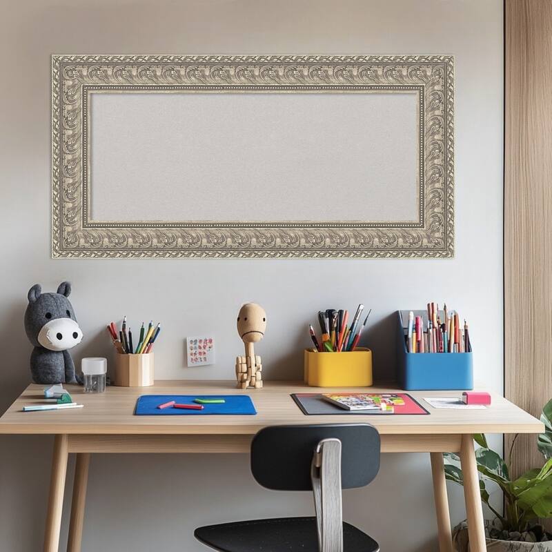 Sydney Silver Framed Cork Board - Bulletin Board, Organization Board, Pin Board