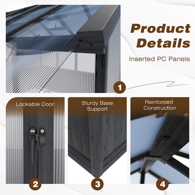 VEIKOUS Walk-in Wooden Greenhouse for Outside, Garden and Backyard, Black - 6'×10'
