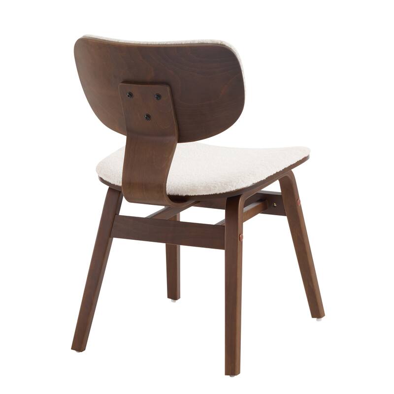 Boucle Fabric Dining Chairs Set of 2, Upholstered Dining Room Chairs with Wood Legs, Accent Arm Chair with Open Backrest