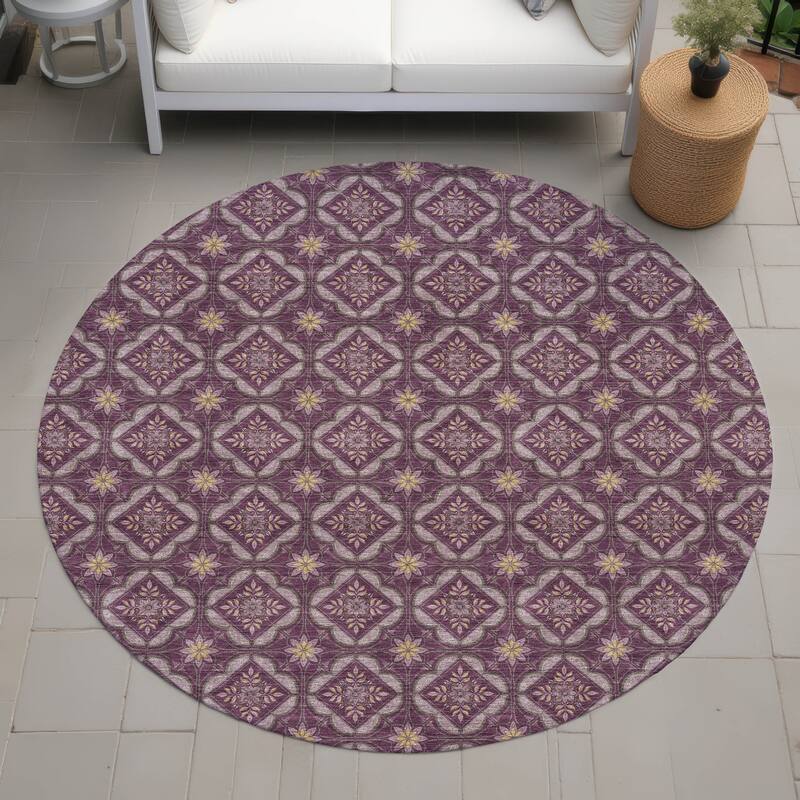 Machine Washable Indoor/ Outdoor Contemporary Granby Chantille Rug - Eggplant - 8' x 8'
