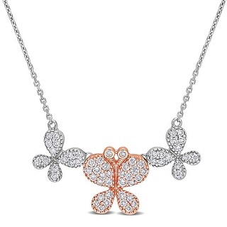 14k Gold White Rhodium Small Double Butterfly Pendant Charm High Polished Sparkly Created Gem 14k Gold White Rhodium Small Double Butterfly Pendant Charm High Polished Sparkly Created Gem