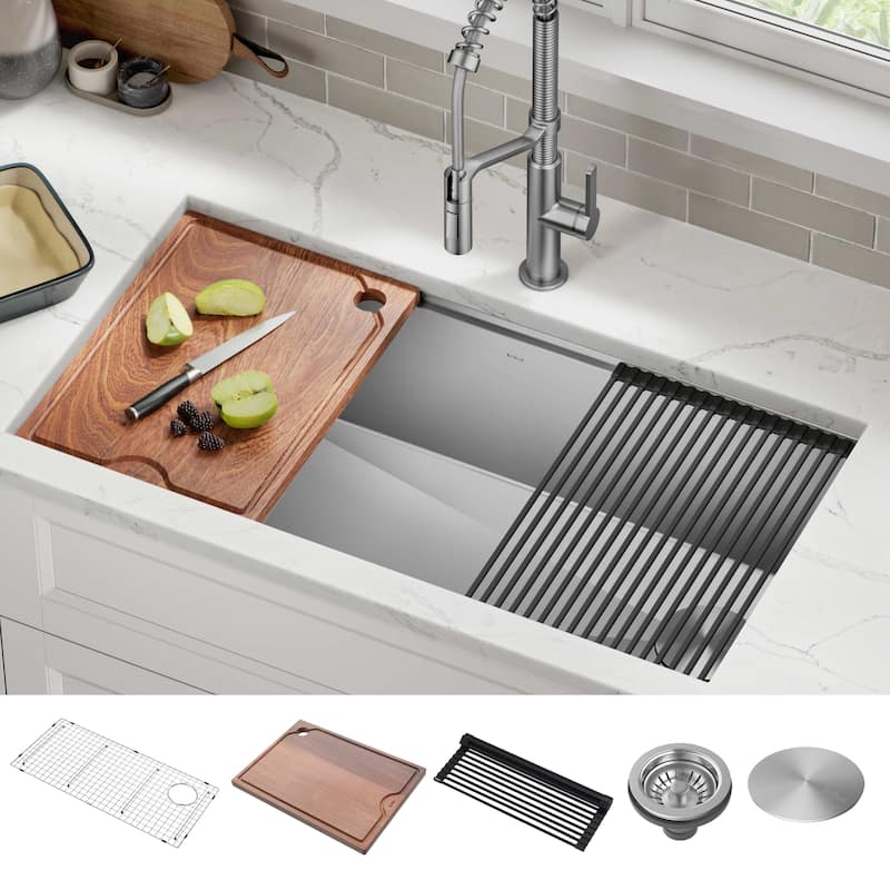 KRAUS Kore Workstation Undermount Stainless Steel Kitchen Sink