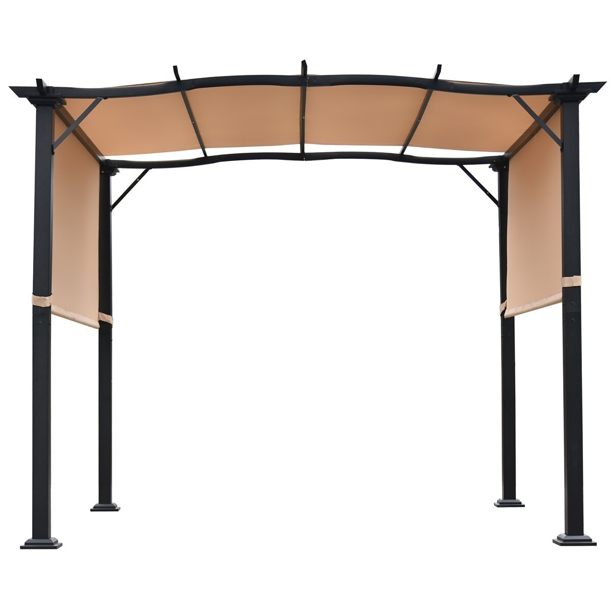 Leisure Zone  10 x 8 Metal Frame Pergola Gazebo with Retractable Canopy