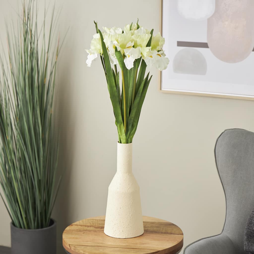 White Polyester Tall Iris Artificial Flower Stem (Set of 8)