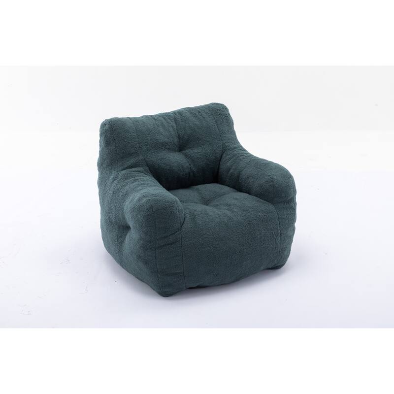 Green Teddy Modern 39.37" Upholstered Bean Bag Chair with Memory Sponge for Living Room