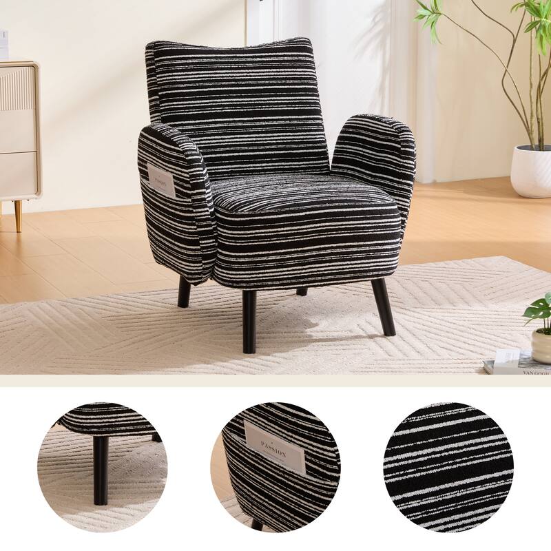 Vanity Chair Dressing Chair Black Coffee Chair, Distinctive Side Chair Reading Chair Dining Chair with Side Pocket