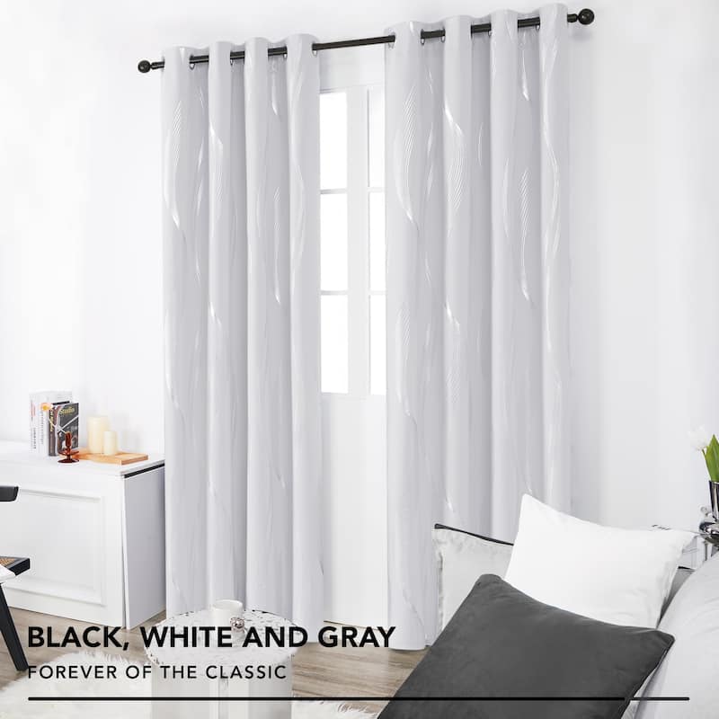 Deconovo Silver Wave 52 Width Curtain Panel Pair (2 Panel)