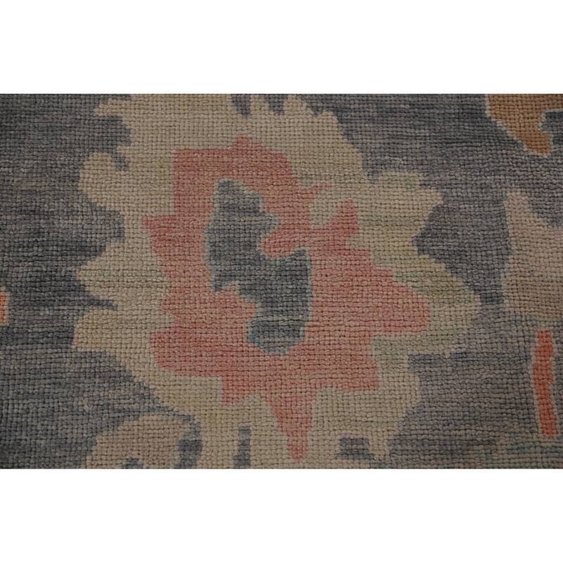 Hand Knotted Oriental 100% Wool Carpet Transitional All-Over Navy Blue & Blues Oushak Area Rug - 11' 10'' X 9' 0''