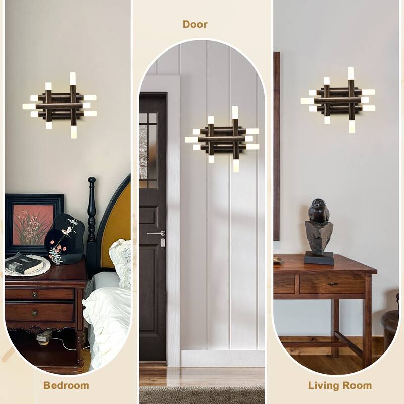 Bella Depot Wall Light Farmhouse Dimmable LED Sconce with Remote 13" x12"