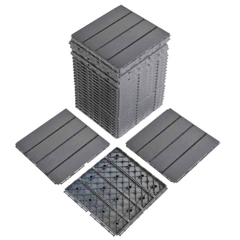27 PCS 11.8"x11.8" Waterproof Flooring Tiles for Indoor and Outdoor Dark Grey - Grey