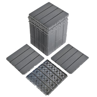 27 PCS 11.8"x11.8" Waterproof Flooring Tiles for Indoor and Outdoor Dark Grey