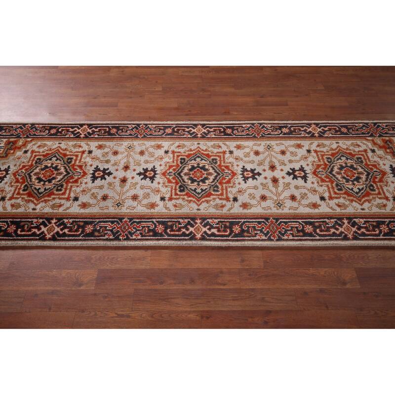 Geometric Heriz Serapi Oriental Runner Rug Handmade Wool Carpet - 2'7"x 8'0"