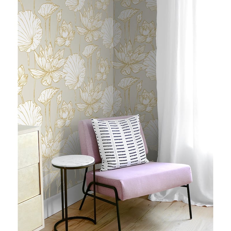 NextWall Lotus Floral Peel and Stick Wallpaper