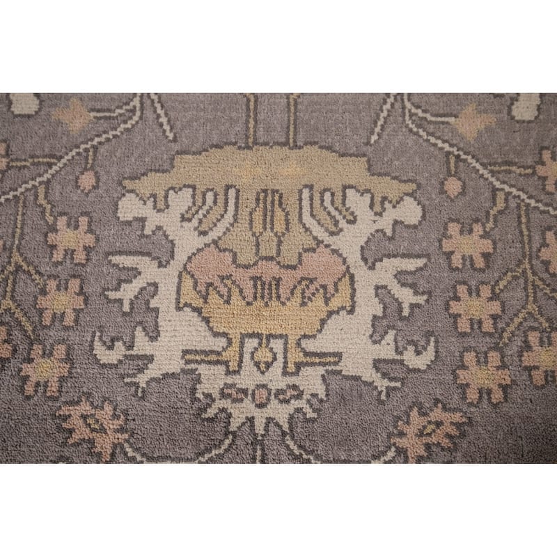 All-Over Grey Oushak Indian Area Rug Handmade Wool Carpet - 9'0"x 11'9"