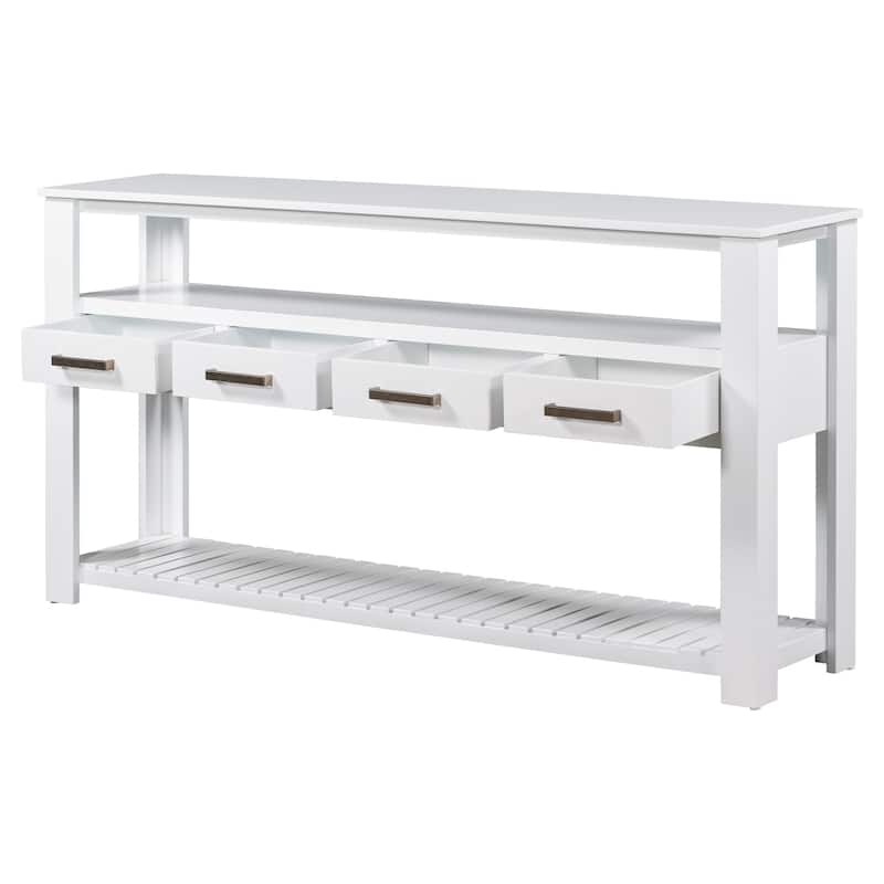 4 Drawers Console Table Sofa Side Table / 3-Tier Narrow Entryway Table Plant Display Stand
