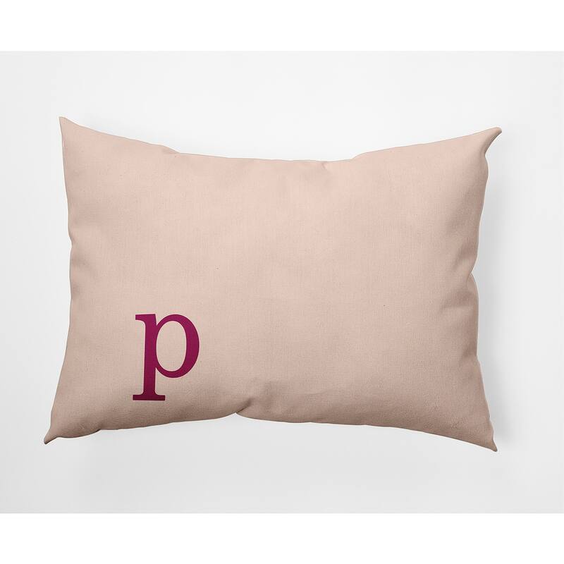 Modern Monogram Indoor/Outdoor Throw Pillow-P - 14" x 20" - Dusty Rose