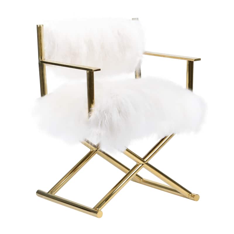 Pasargad Home Paris Love Director's Chair, Ivory - 18"W x 23.5"L x 31"H