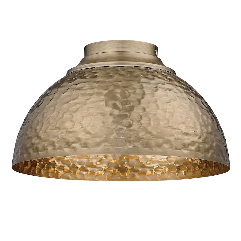 Golden Lighting Shepard 3-light Flush Mount in Modern Brass and Matte Black shade