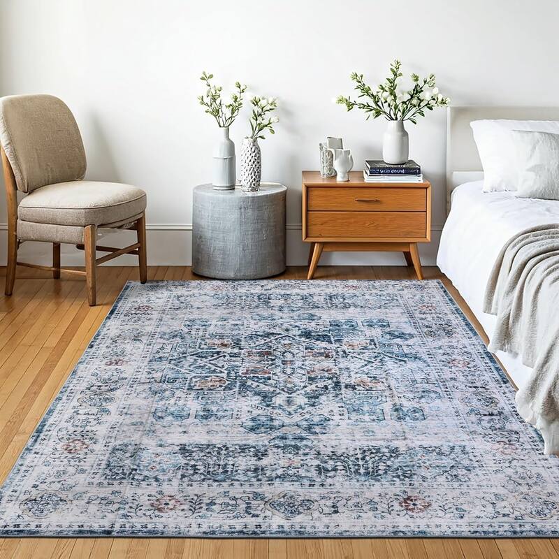 Delara Machine Washable Area Rug, Soft & Durable, Non-Slip Backing, Eco- Friendly GRS certified.