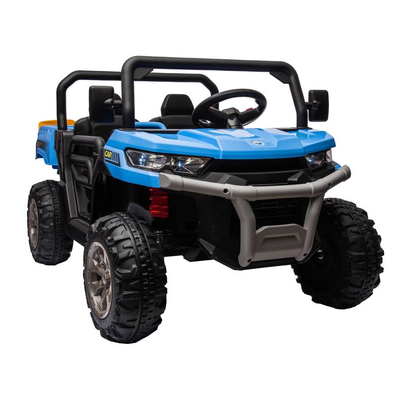 Kids 24V Ride-On Dump Truck with Realistic Shovel, 2 Seater, Remote Control & LED Lights