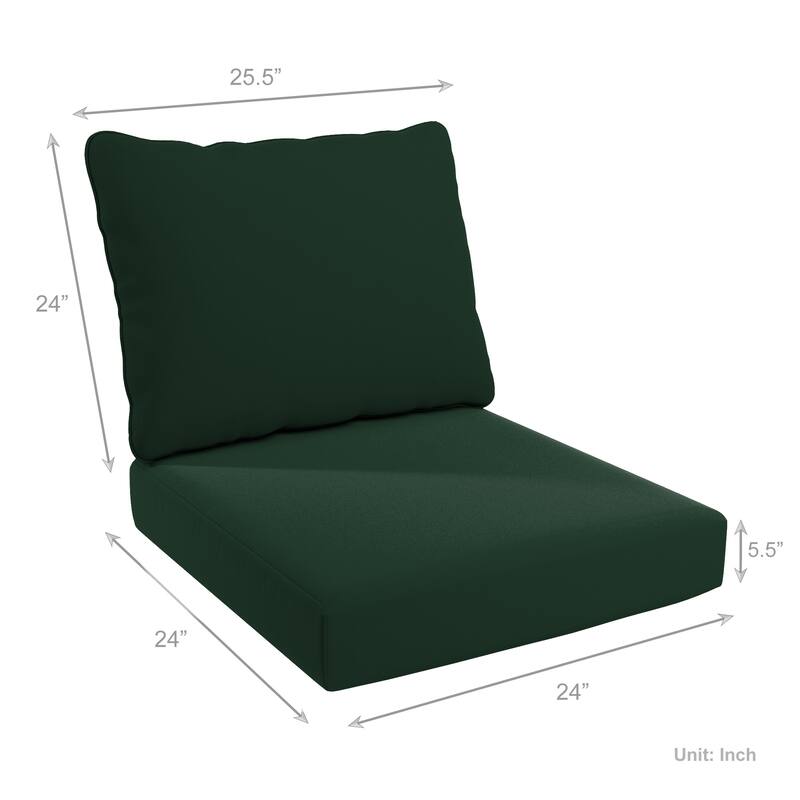 California Umbrella Outdoor Deep Seat Cushion Set, 24" x 48", Sunbrella Fabric, Densified Fiber Fill