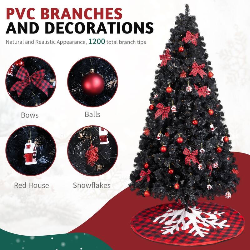 7.5 FT Artificial Christmas Tree with 350 Warm White LED Lights for Holiday Party Office Home