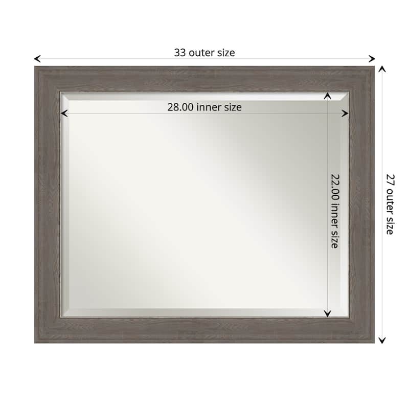 Beveled Bathroom Wall Mirror - Alta Brown Grey Frame - Alta Brown Grey - Outer Size: 33 x 27 in