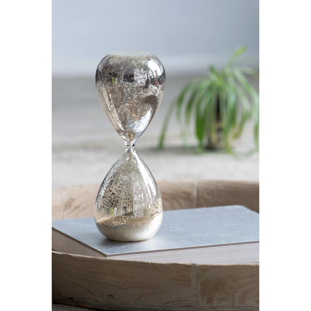 10" Peleus 60-Minute Silvered Hourglass, Bisque Sand