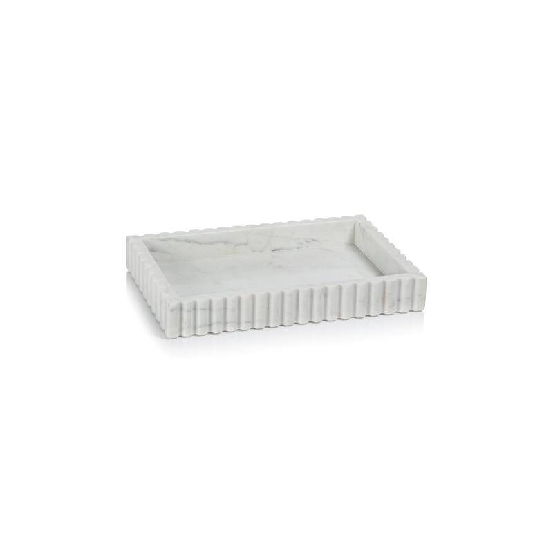 Calabria Scalloped Vanity Marble Tray - White - Small